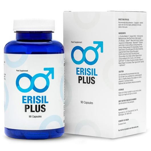 Envase de Erisil Plus desde otro ángulo, mostrando el diseño y la marca