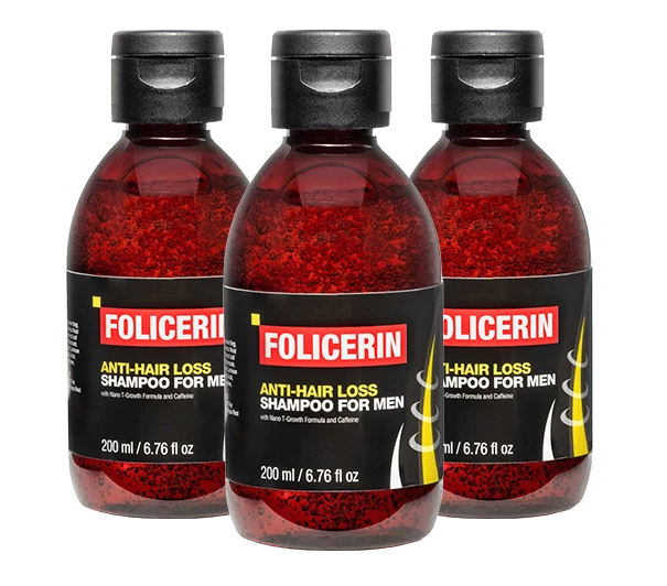 Envase de Folicerin mostrando sus principios activos para el crecimiento capilar.