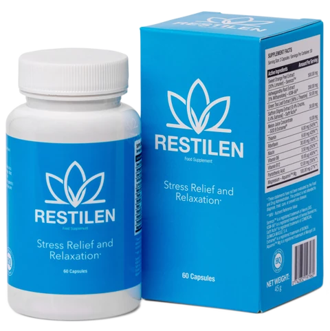 Envase de Restilen, suplemento para aliviar el estrés